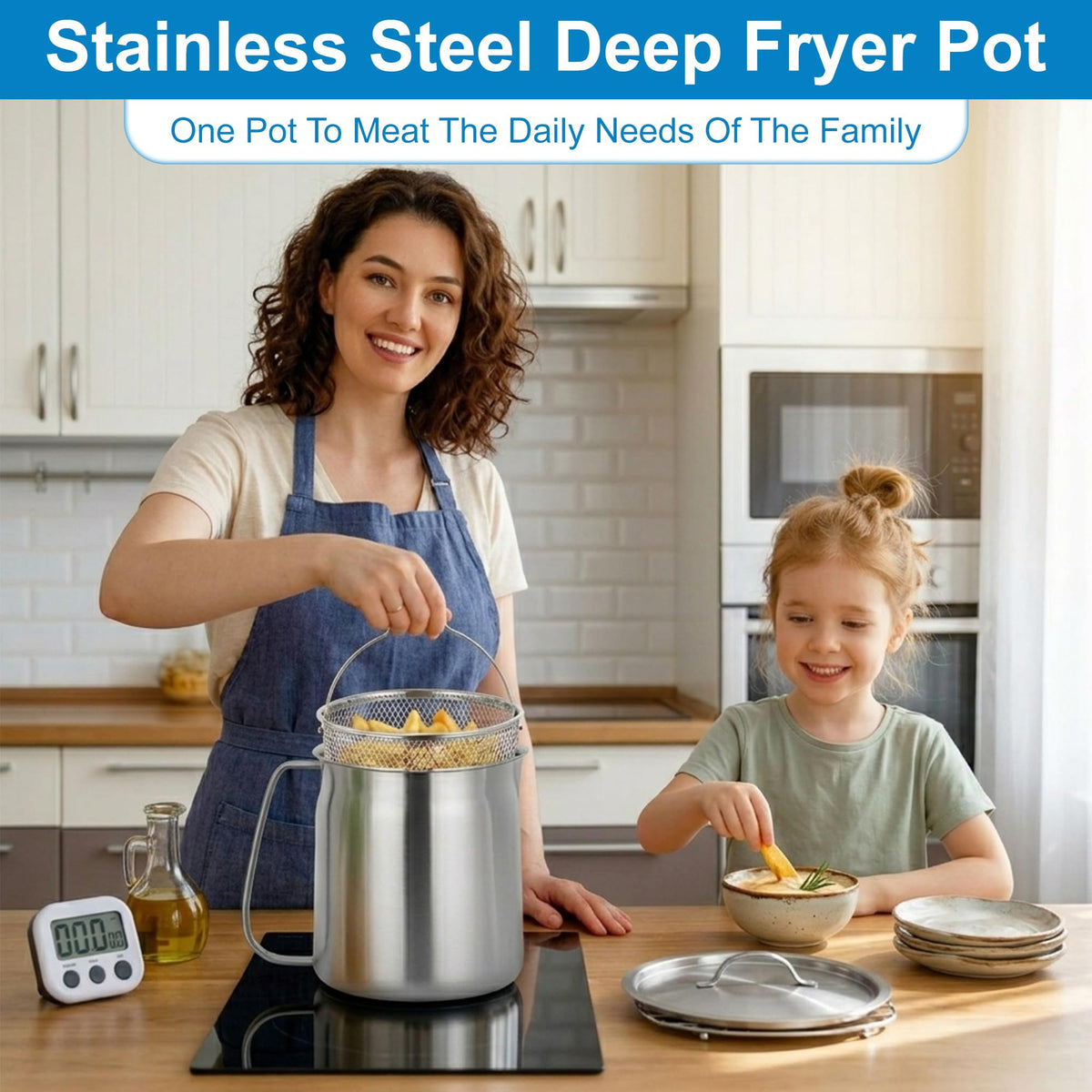 68oz Stainless Steel Oil Filter Pot with Fryer Basket D397