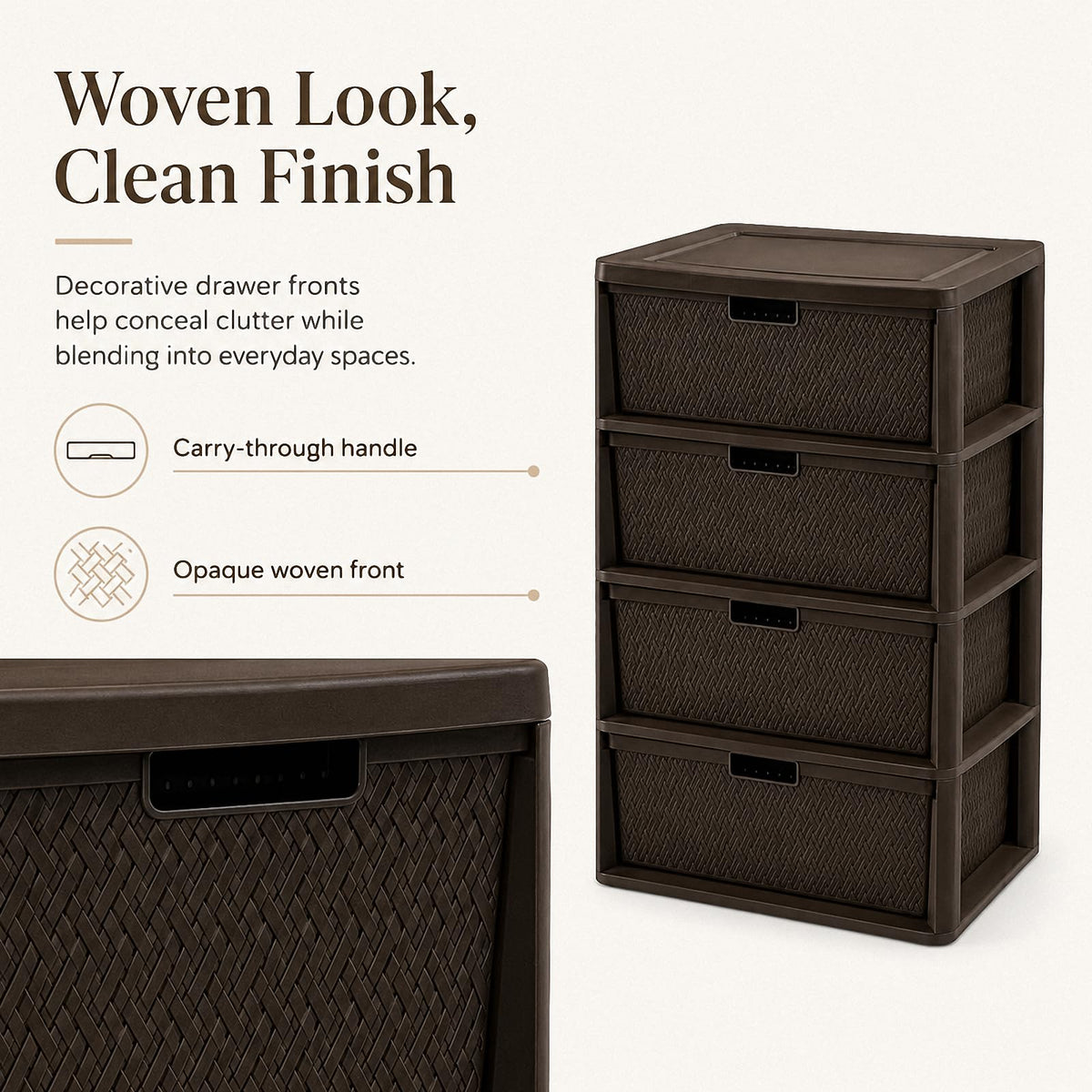 4 Drawer Tower with Removable Bins Y115382