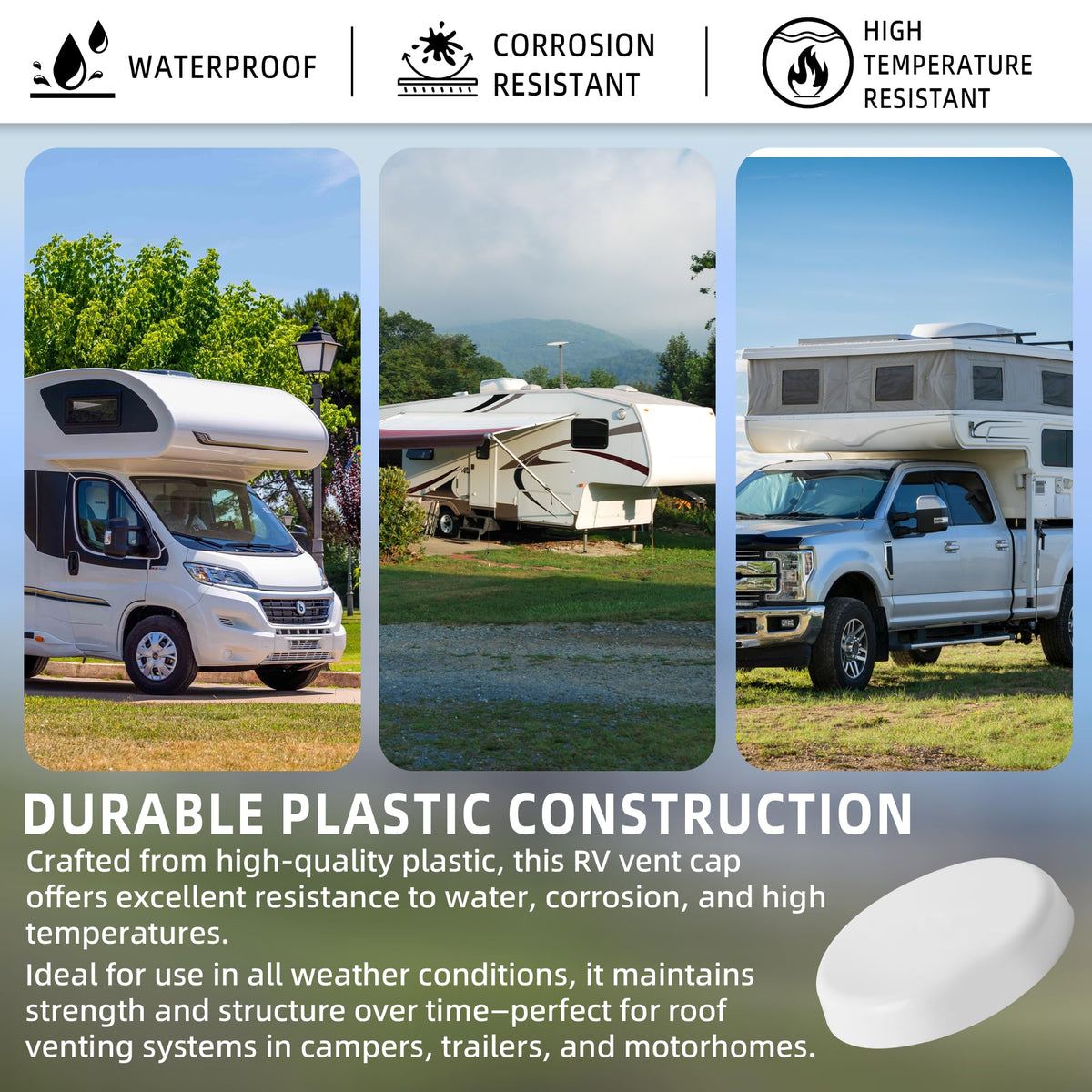 Mushroom Style RV Plumbing Vent Cap I645259