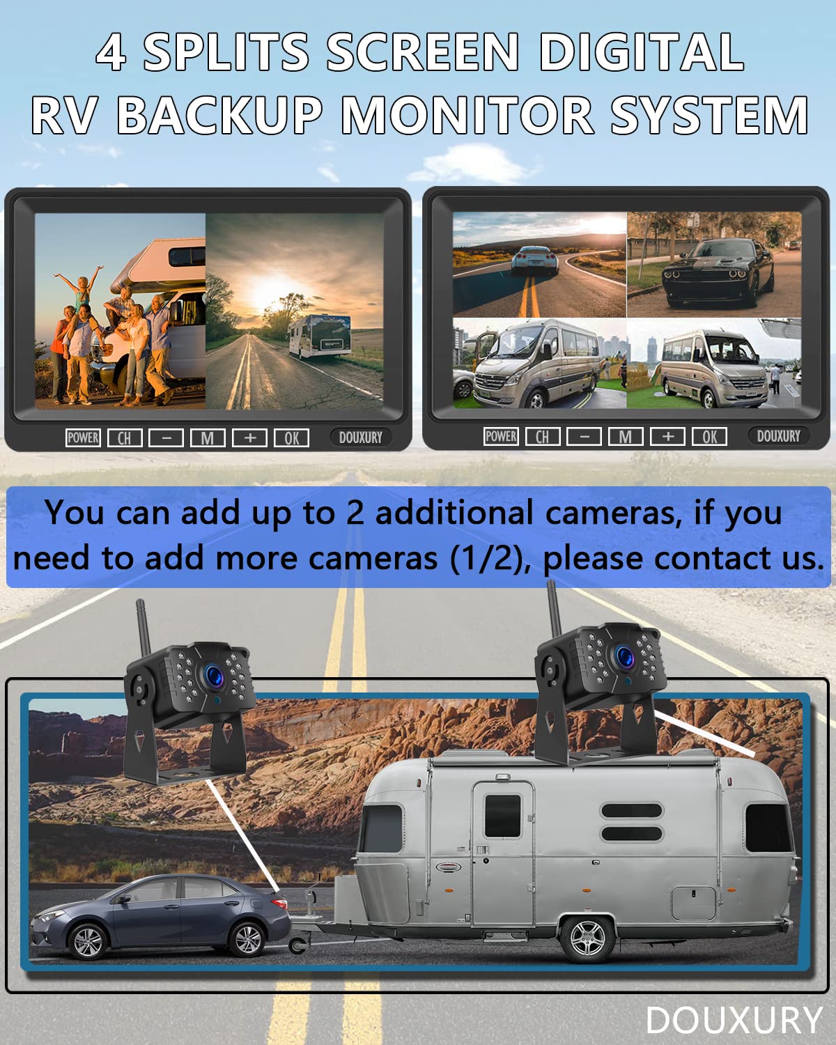 1080P Wireless Backup Camera System with 7'' Monitor IP69K Waterproof F77063