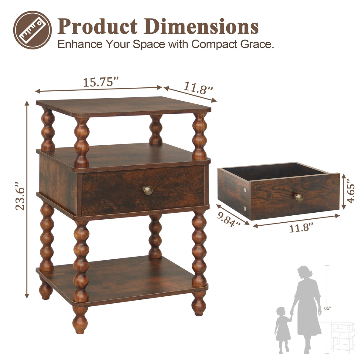 Nightstand with Drawer H6272