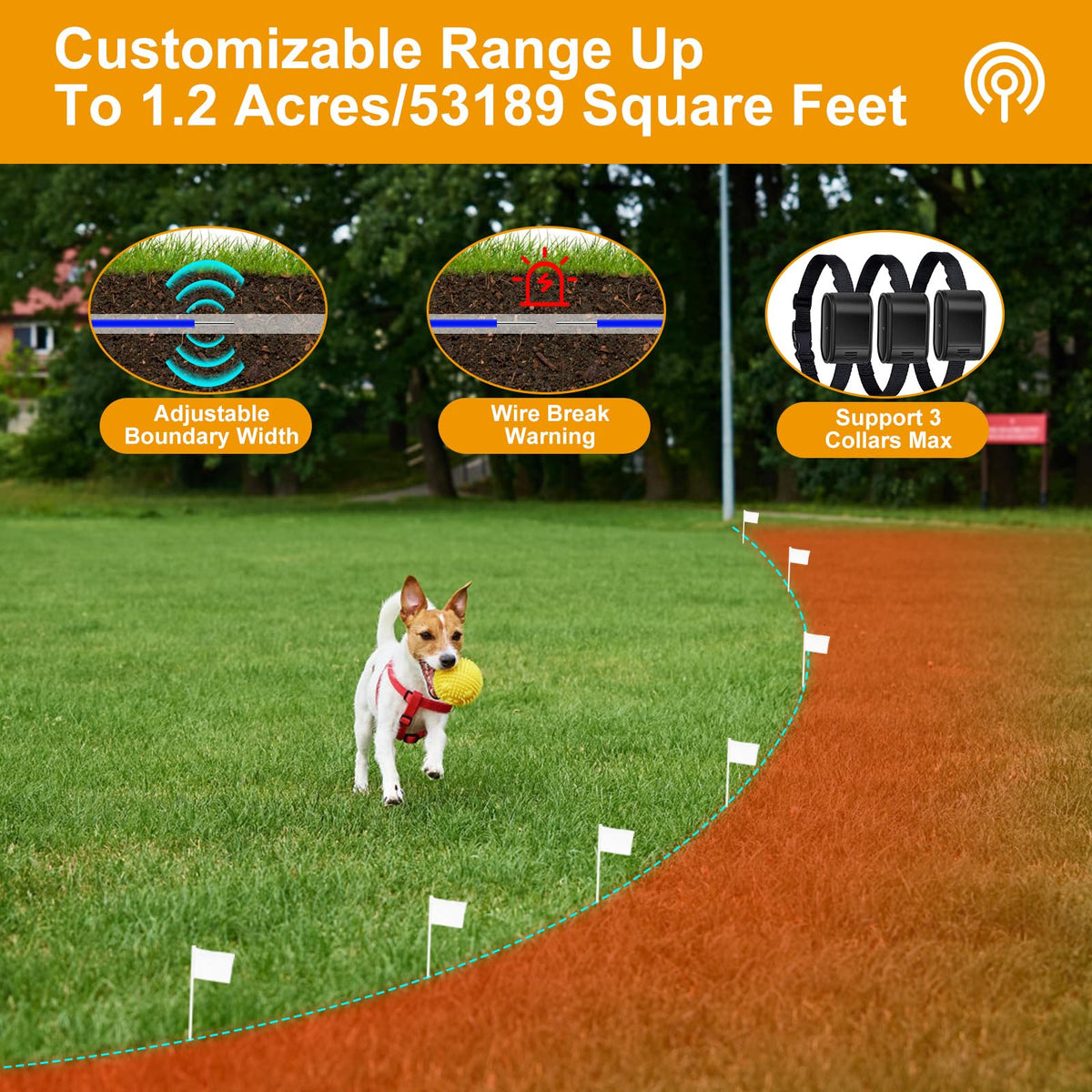 Electric Dog Fence System for 2 Dogs with 2 Waterproof Receiver Collars X9934