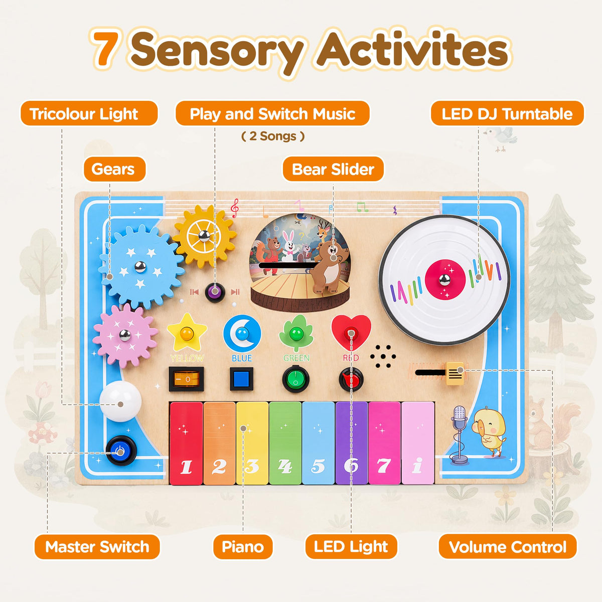 Wooden Montessori Busy Board with Piano Keyboard M878677