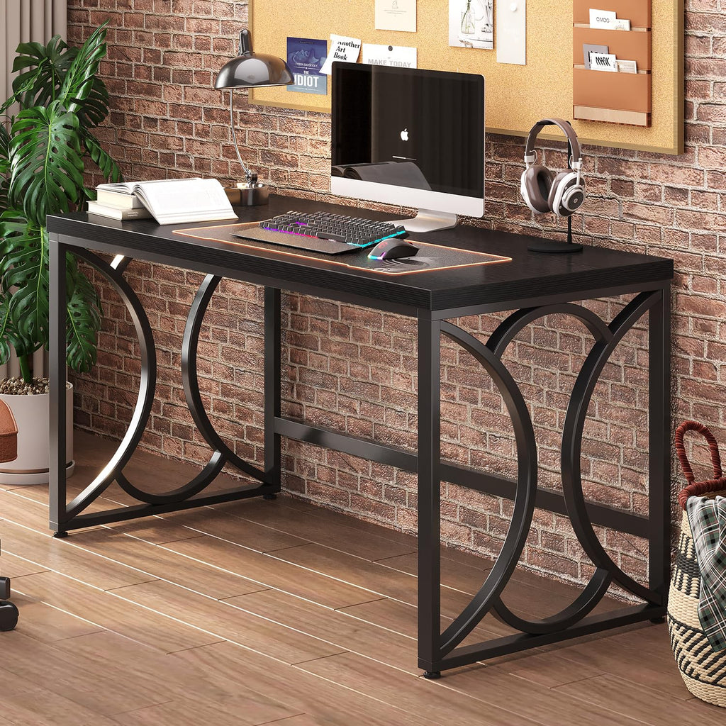 Black 55 Inch Metal Wooden Computer Desk B817