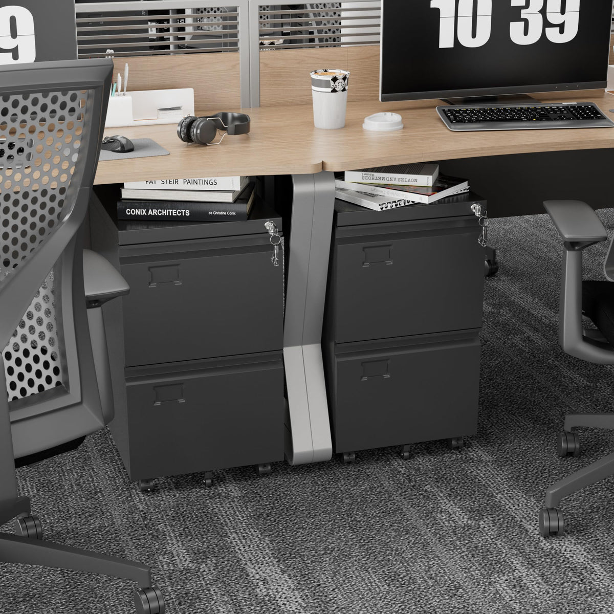 2 Drawer Black Metal File Cabinet with Lock K830603