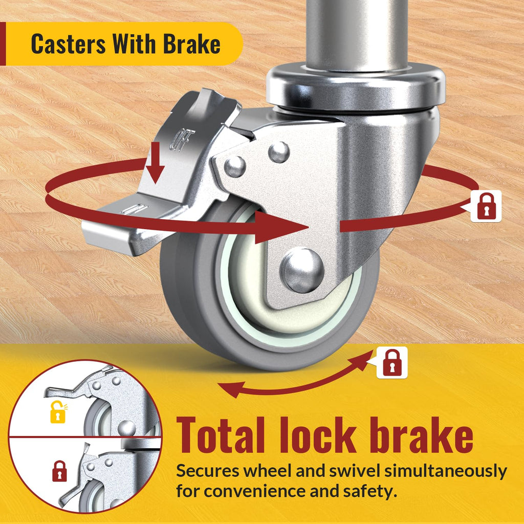 3 Inch Expanding Stem Locking Swivel Casters Set of 4 F593397
