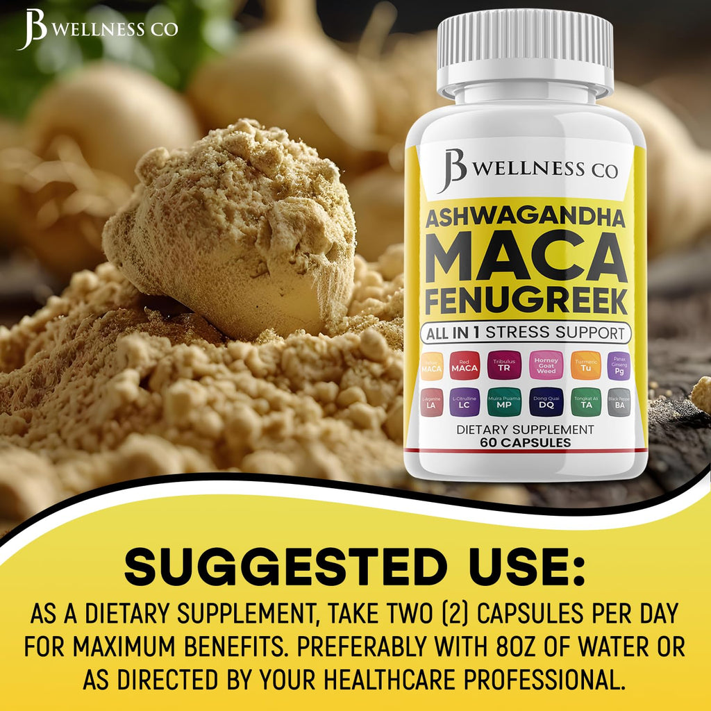 Ashwagandha Maca Root Fenugreek Supplement with Tongkat Ali Ginseng 60 Count L305310