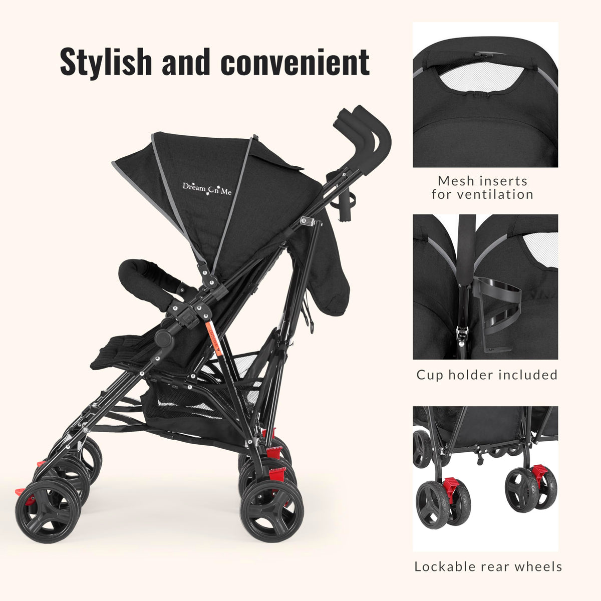 Black Twin Umbrella Toddler Stroller E82185