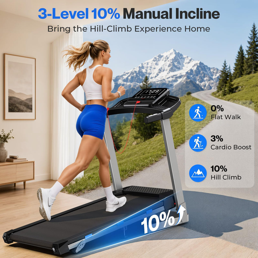 Foldable Treadmill with 10% Incline 400 LBS Capacity D594411