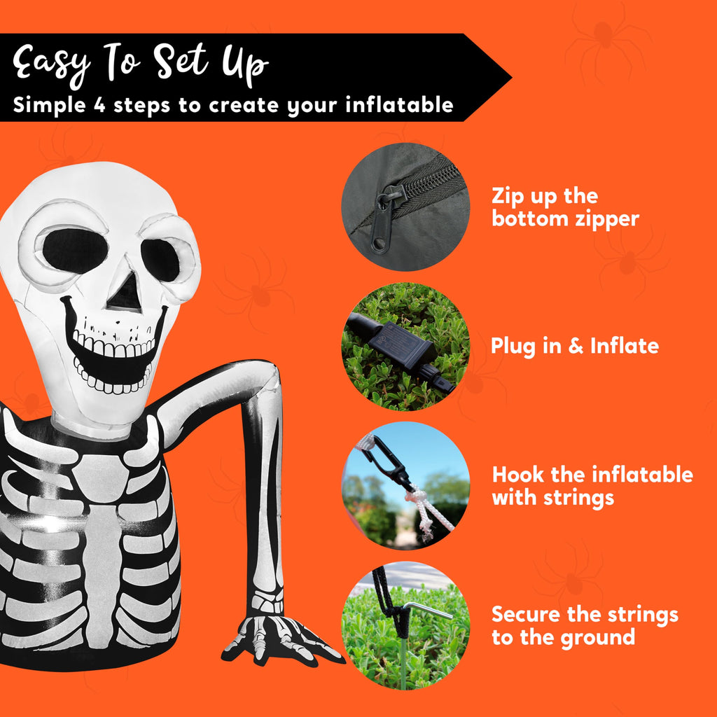 5.5 FT Long Inflatable Skeleton Outdoor Decoration with LEDs D861050