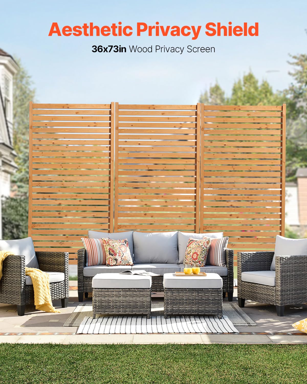 Wooden Privacy Screen 36" W x 73" H J8958