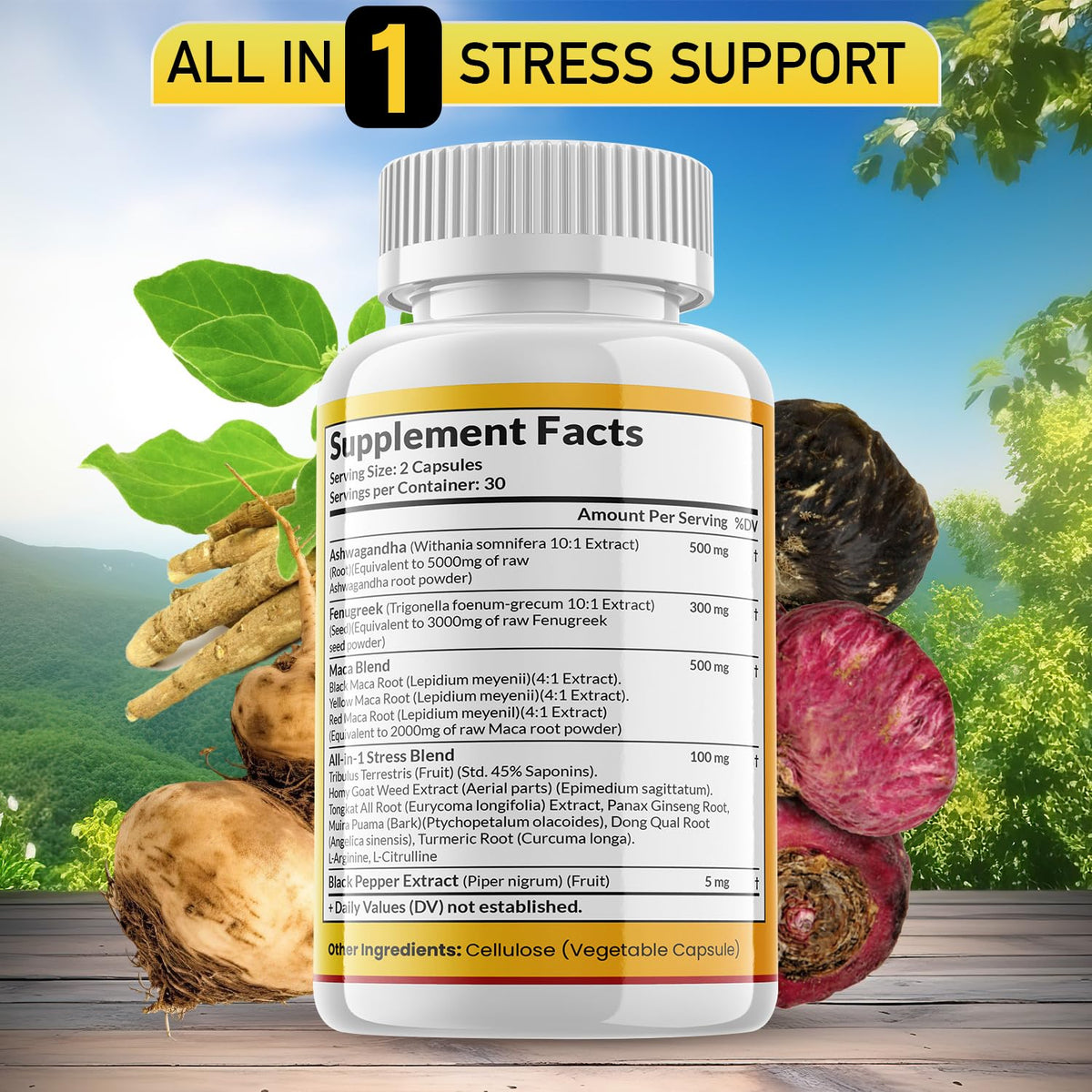 Ashwagandha Maca Root Fenugreek Supplement with Tongkat Ali Ginseng 60 Count L305310
