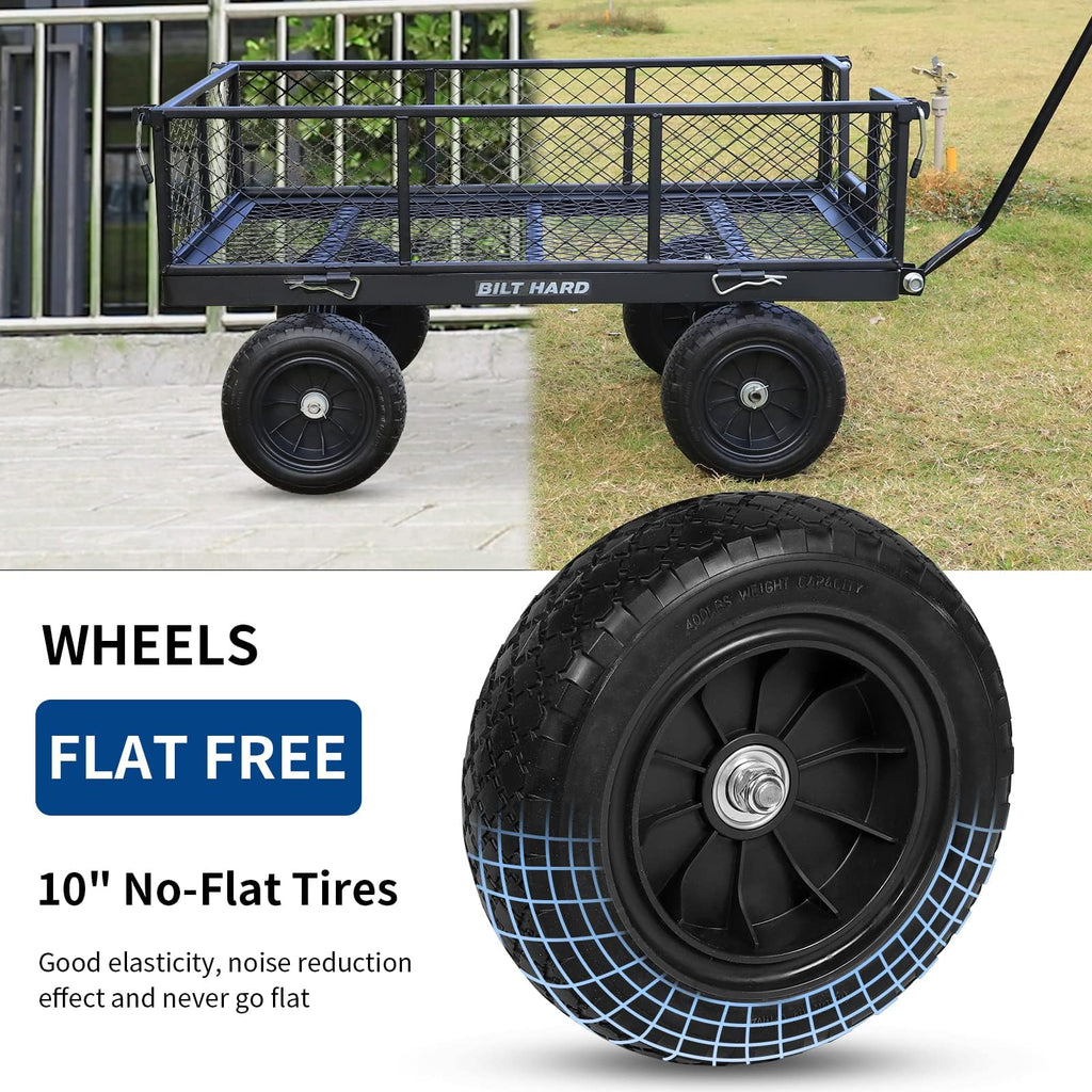 10" Steel Garden Cart with Rotating Handle and Removable Sides, 4 Cu.Ft, Black Q702837