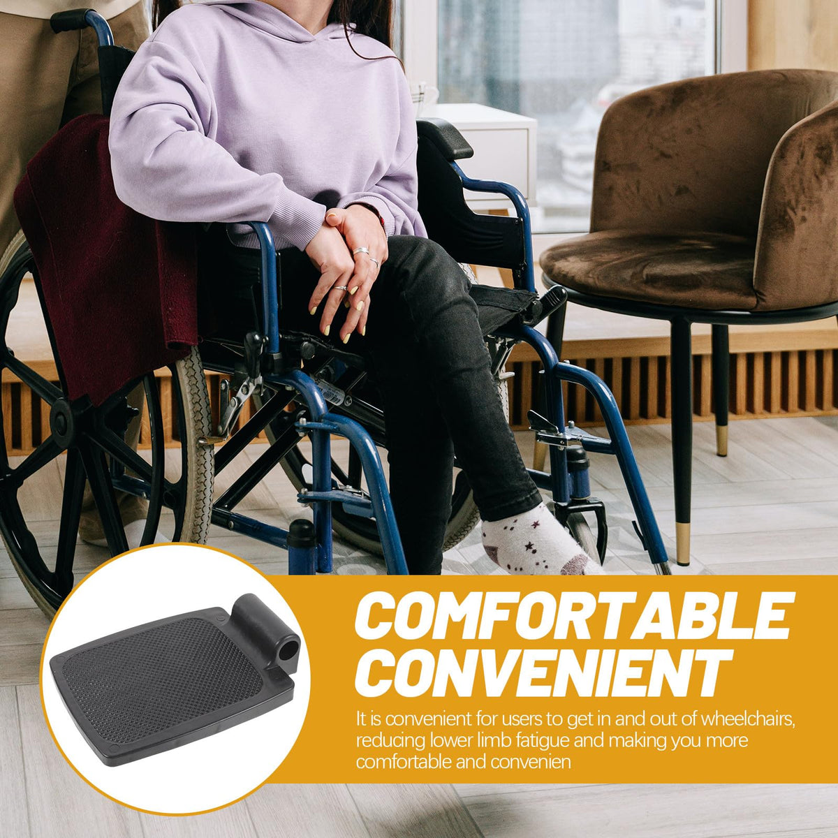 Heavy Duty Wheelchair Footplates Plastic Footrest Pair E891