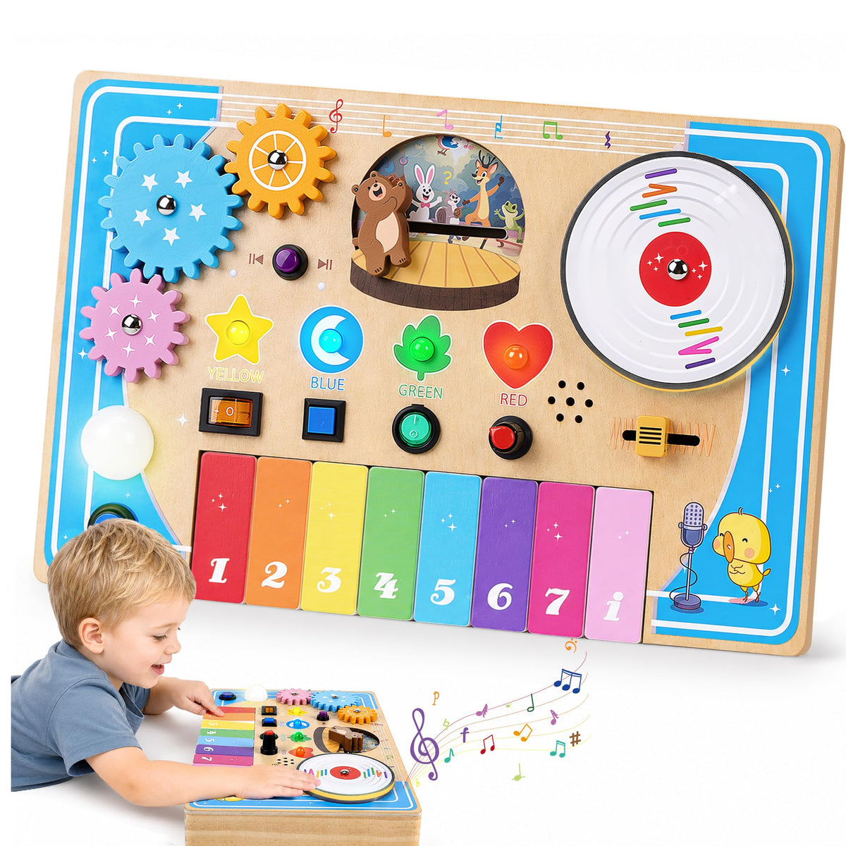 Wooden Montessori Busy Board with Piano Keyboard M878677