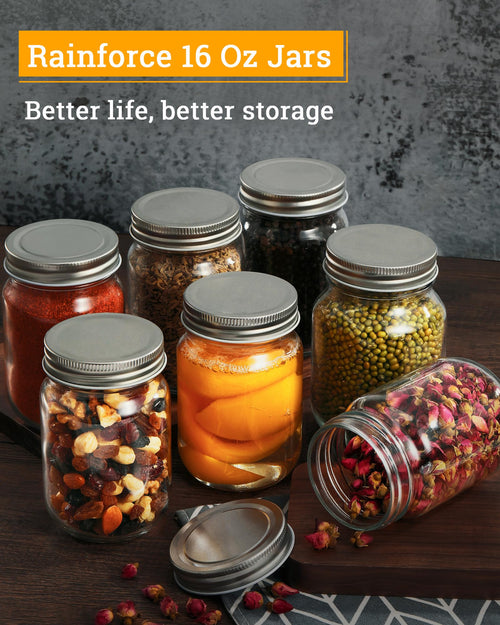 16 oz Mason Jars with Silver Lids 15 Pack U449395
