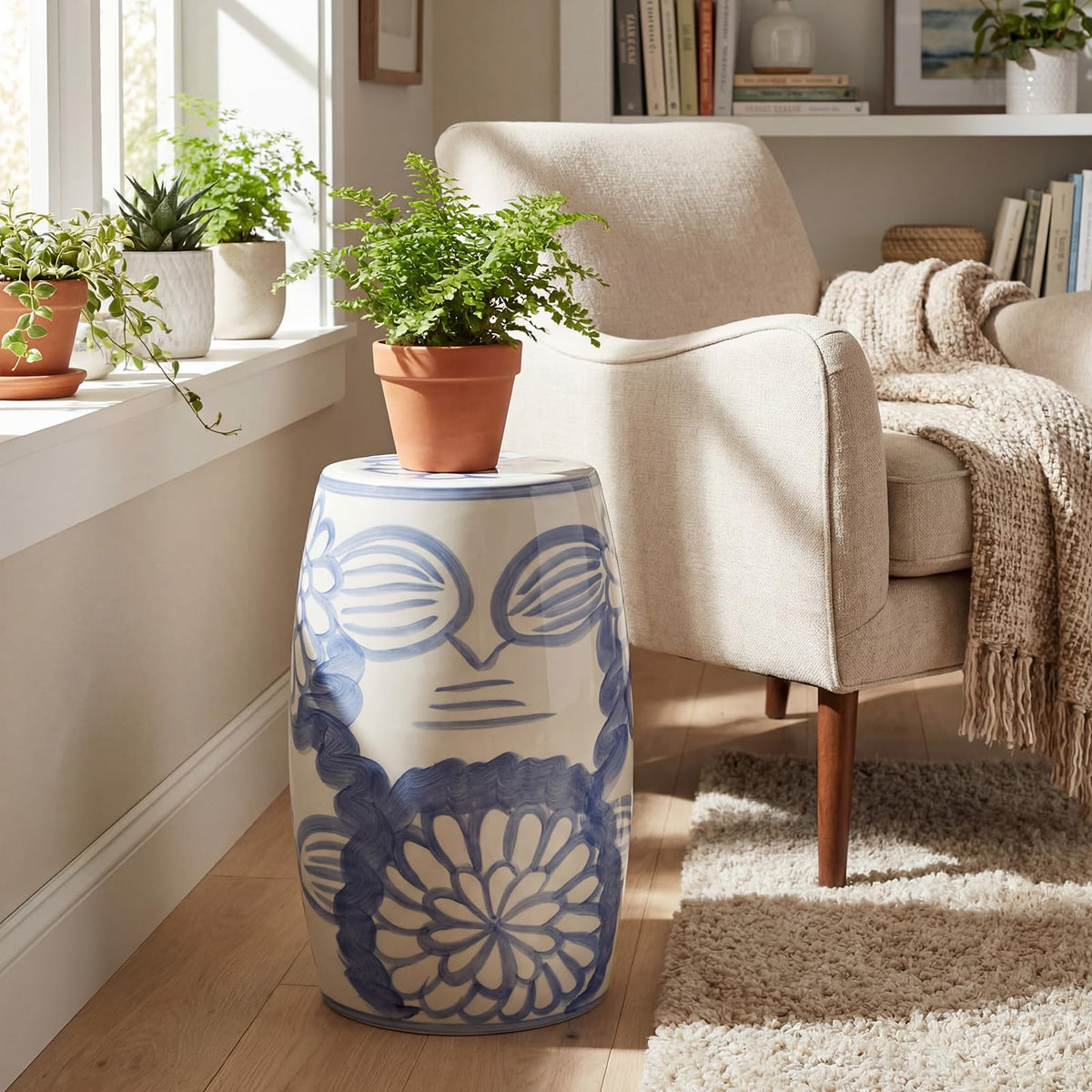 Ceramic Garden Stool Side Table W368701