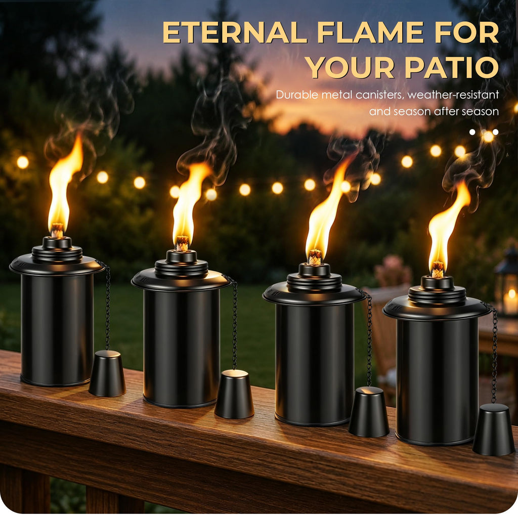 4 Pack 12oz Refillable Torch Canisters with Wicks C867307