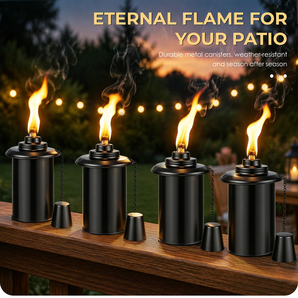 4 Pack 12oz Refillable Torch Canisters with Wicks C867307