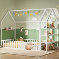 Twin White Metal Floor Bed with 3-Tier Shelves X36488