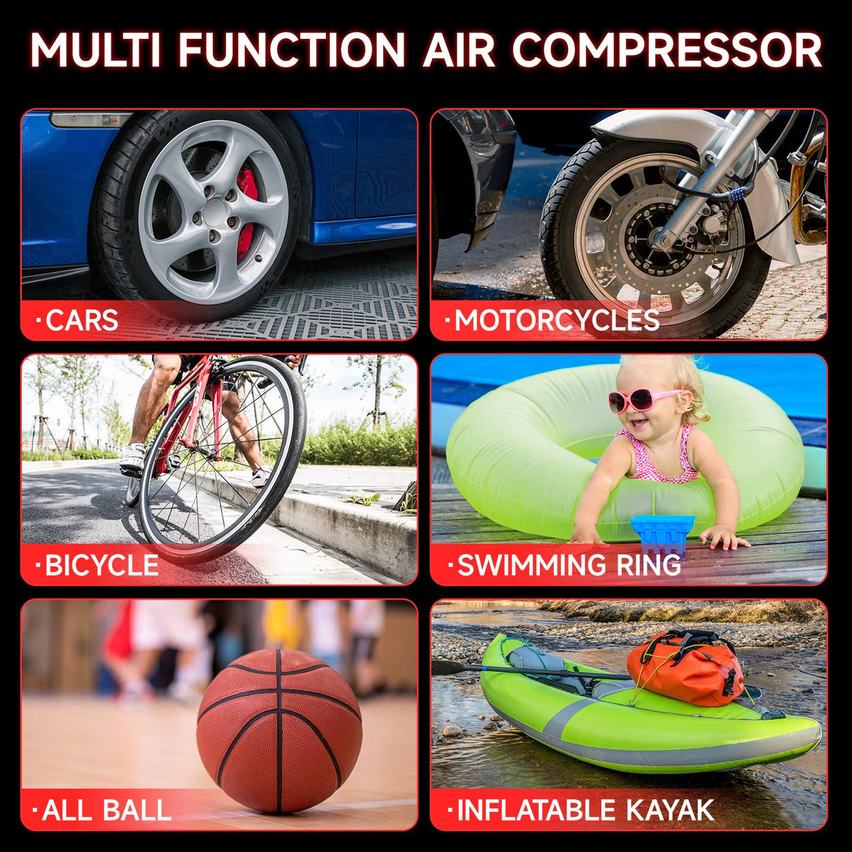 Portable Car Battery Jump Starter with Air Compressor 260PSI 1000Amp Y15194