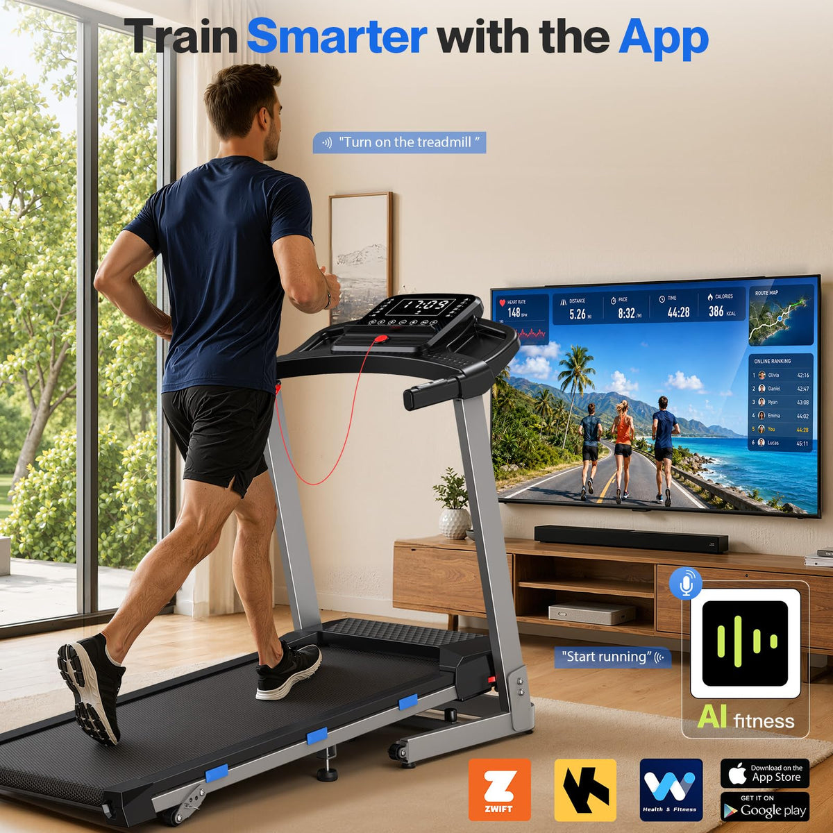 Foldable Treadmill with 10% Incline 400 LBS Capacity D594411