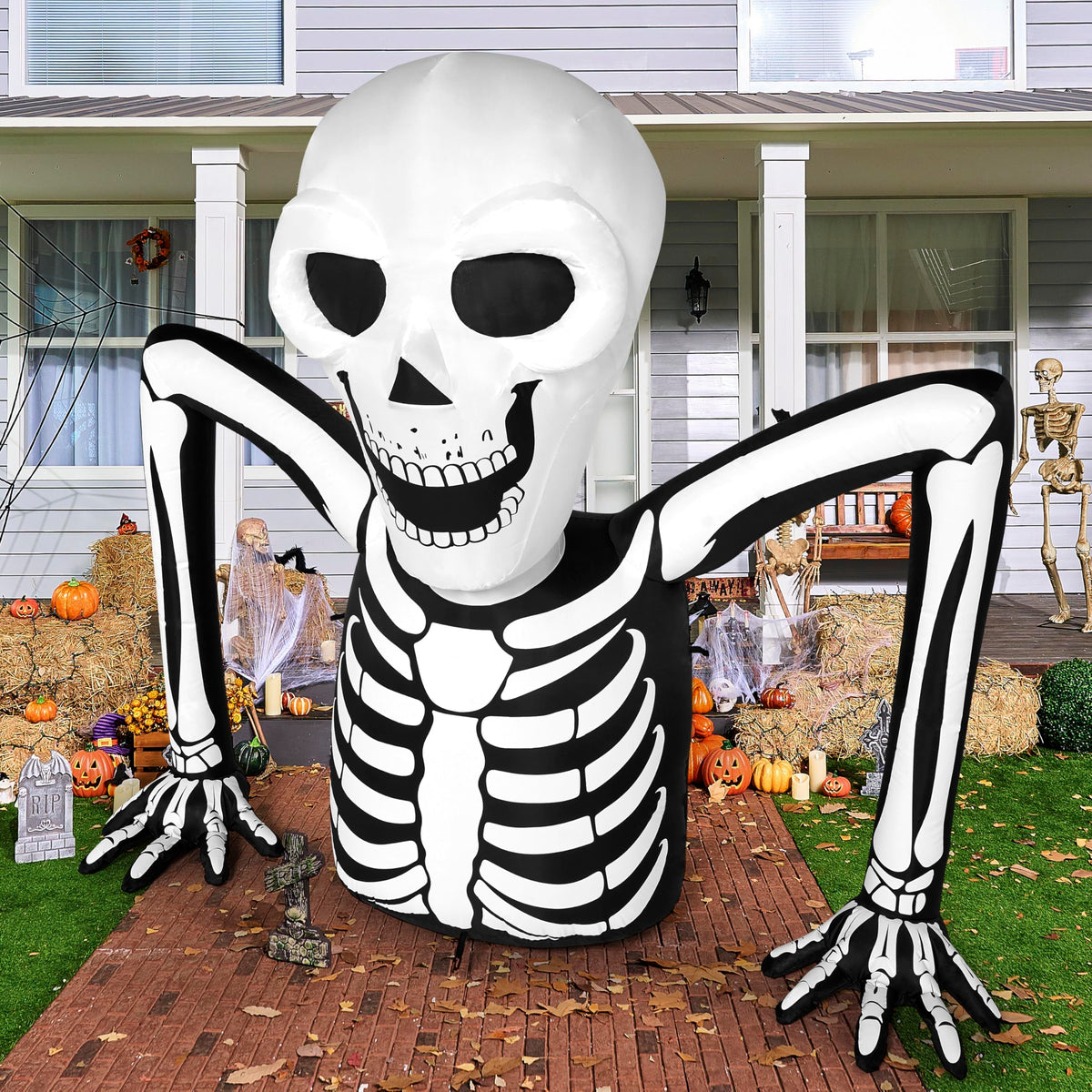 5.5 FT Long Inflatable Skeleton Outdoor Decoration with LEDs D861050
