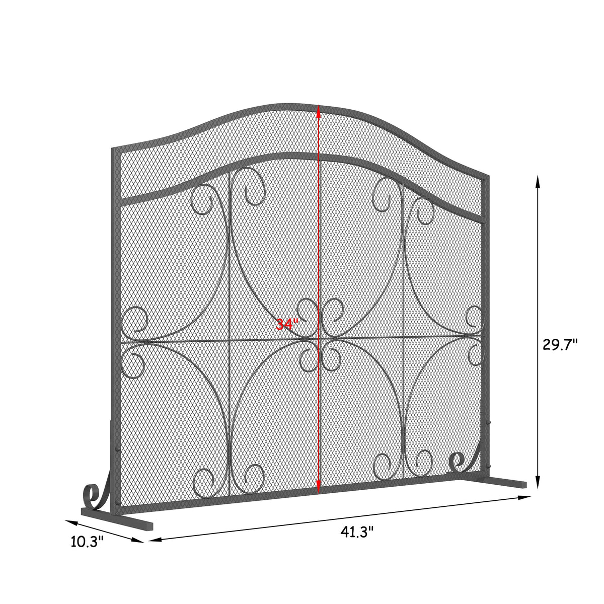 Black Metal Fireplace Screen P70534