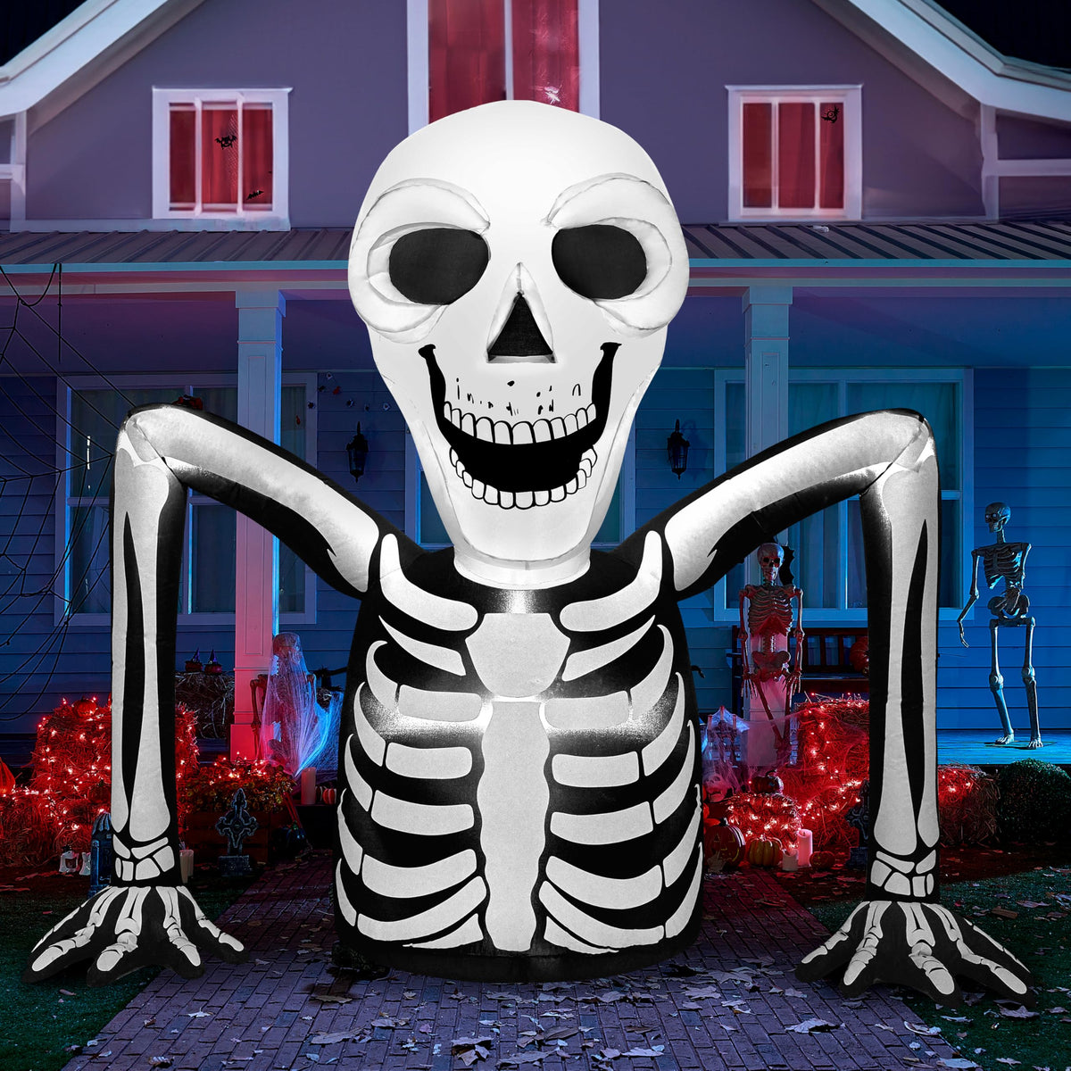 5.5 FT Long Inflatable Skeleton Outdoor Decoration with LEDs D861050