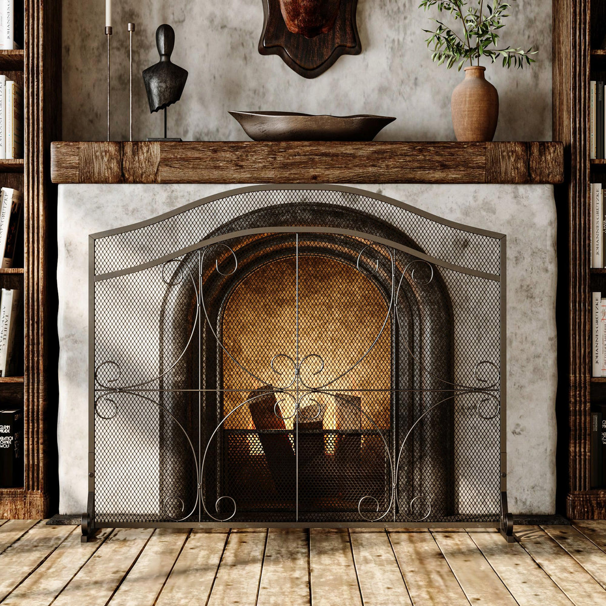 Black Metal Fireplace Screen P70534