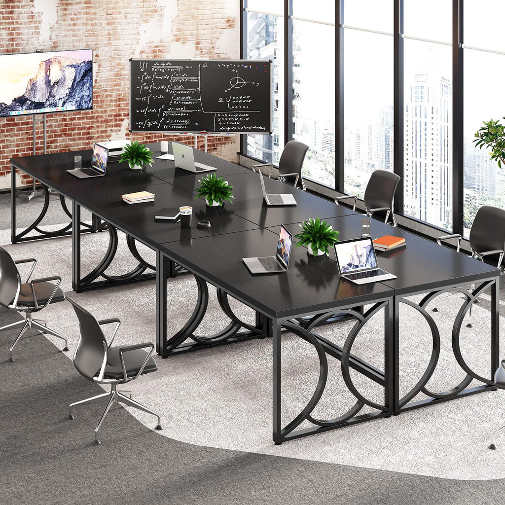Black 55 Inch Metal Wooden Computer Desk B817