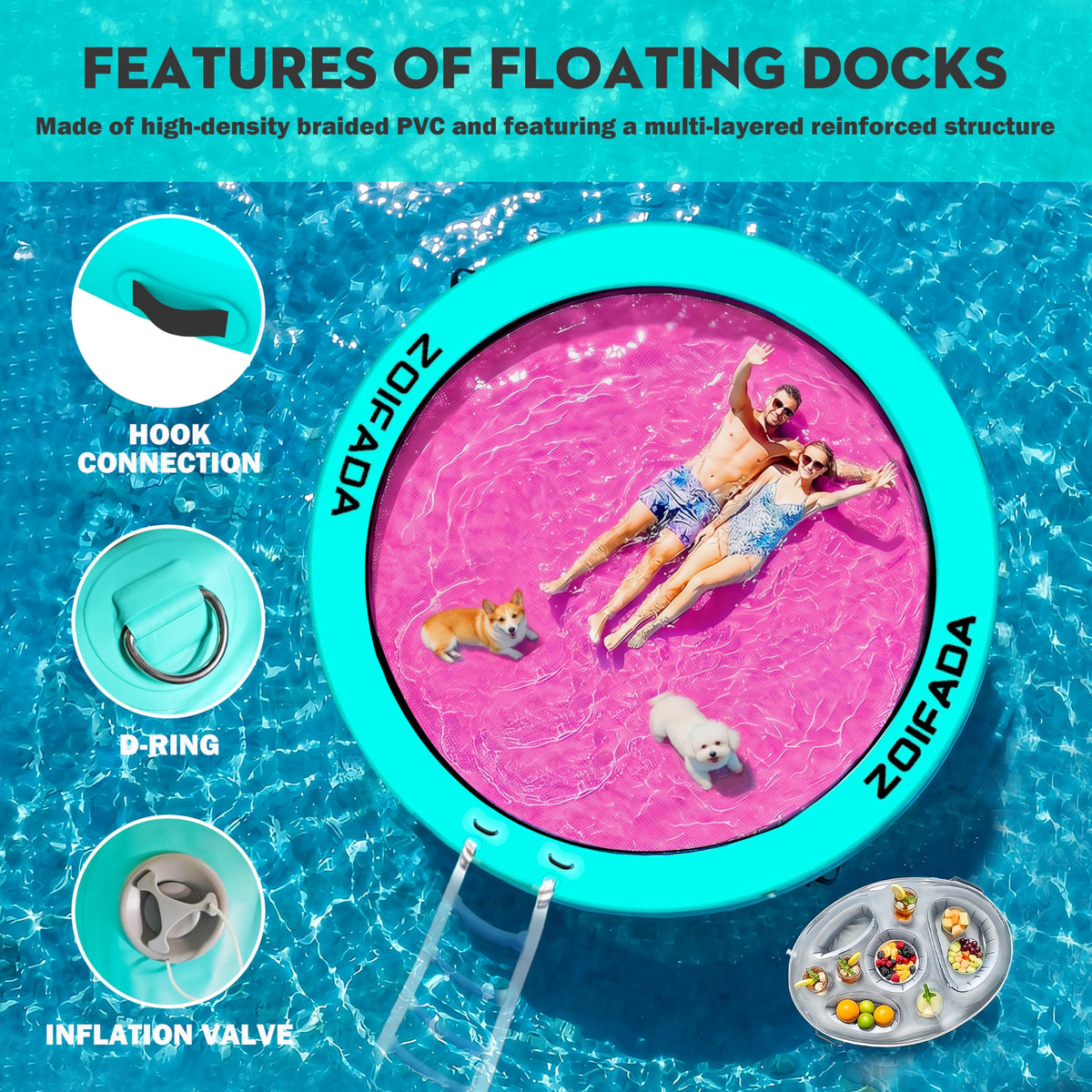 Inflatable Round Floating Ring with Cup Holder J29011