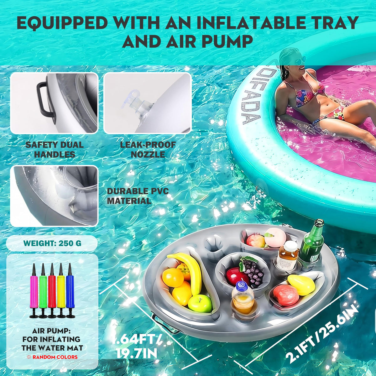 Inflatable Round Floating Ring with Cup Holder J29011
