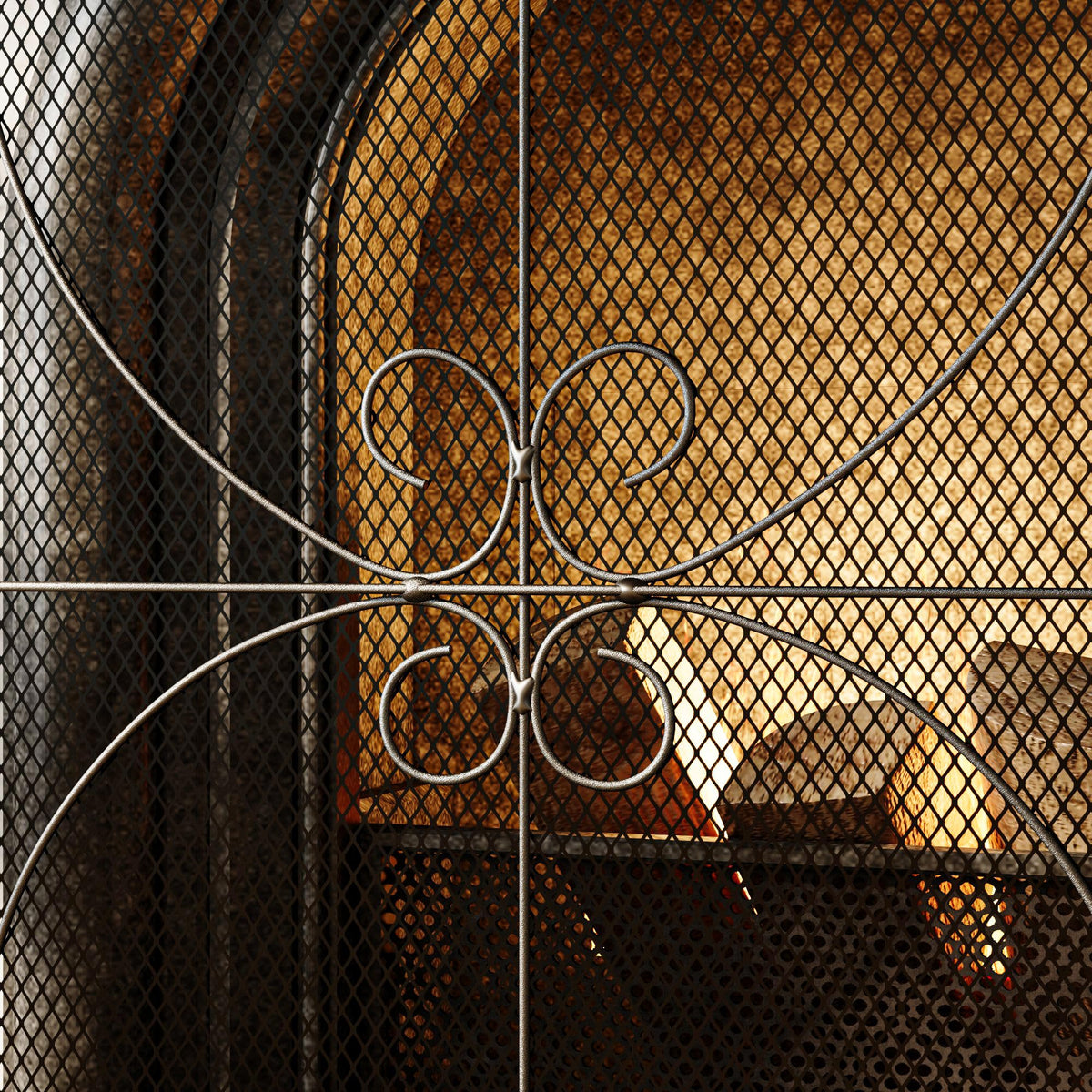 Black Metal Fireplace Screen P70534