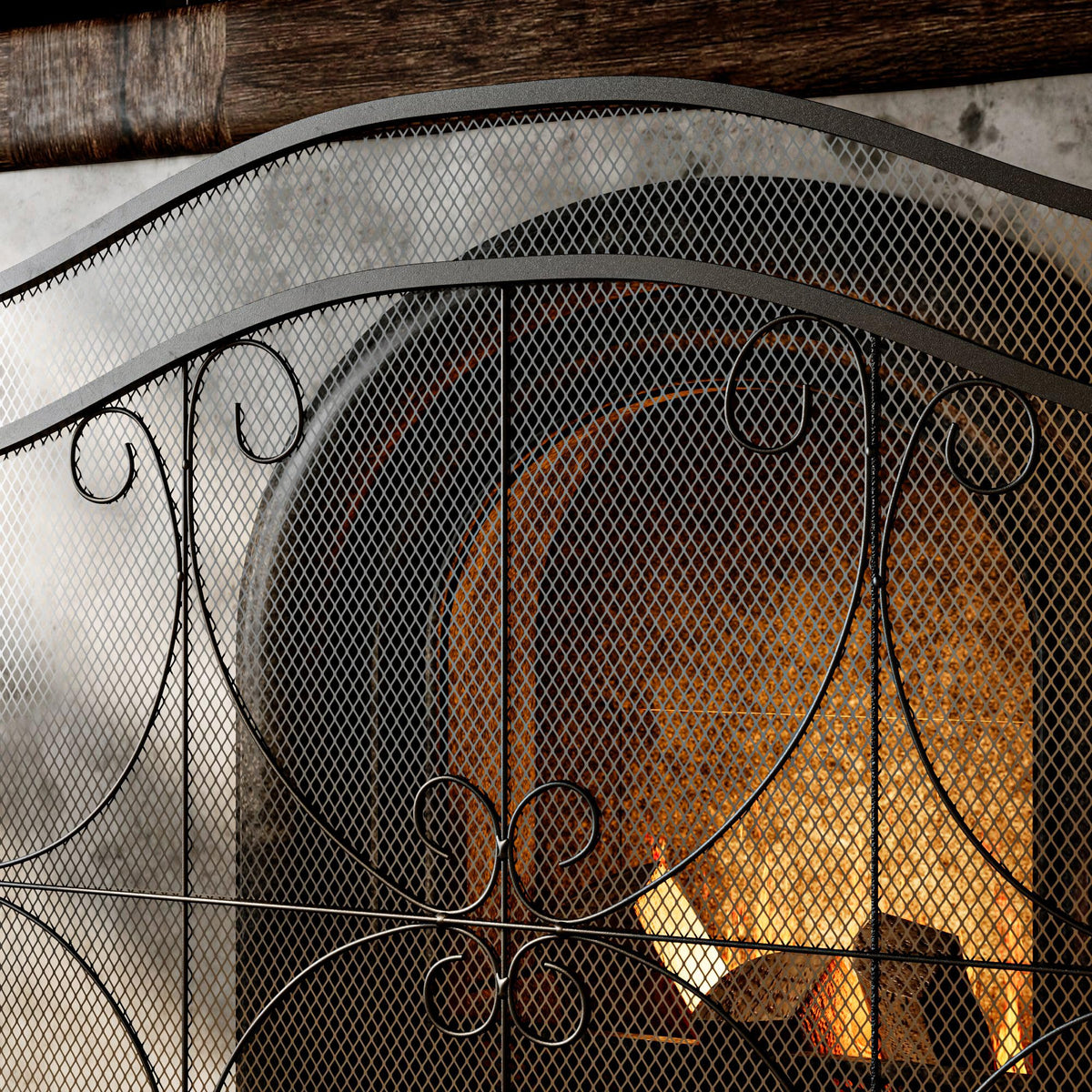 Black Metal Fireplace Screen P70534